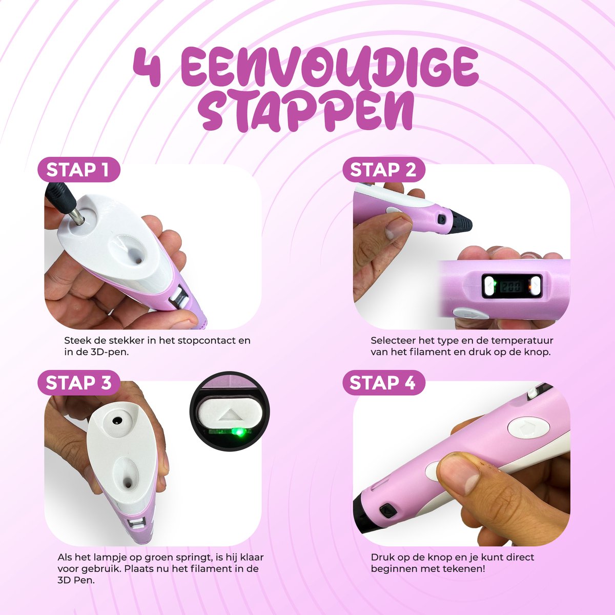 3D Pen XXL Starterspakket - Roze