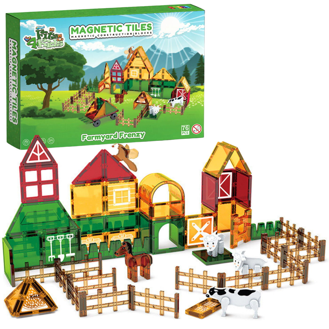 Magnetic Tiles - Farmyard Frenzy Editie - 76 Stuks