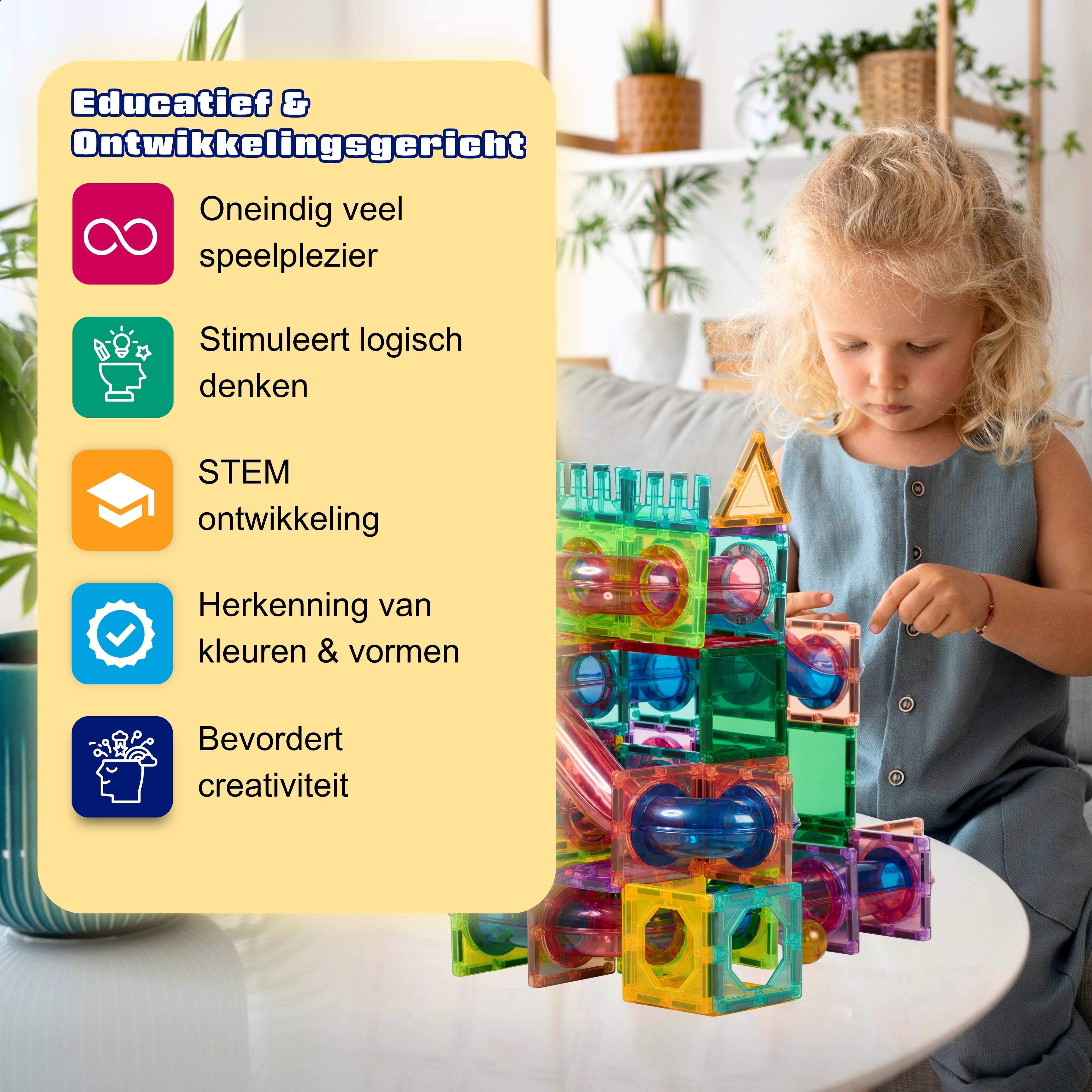 Magnetische tegels - Knikkeravontuurbaan - 136 Stuks