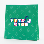 Groene verpakking van de 3D pen stencils met het Fits4Kids logo