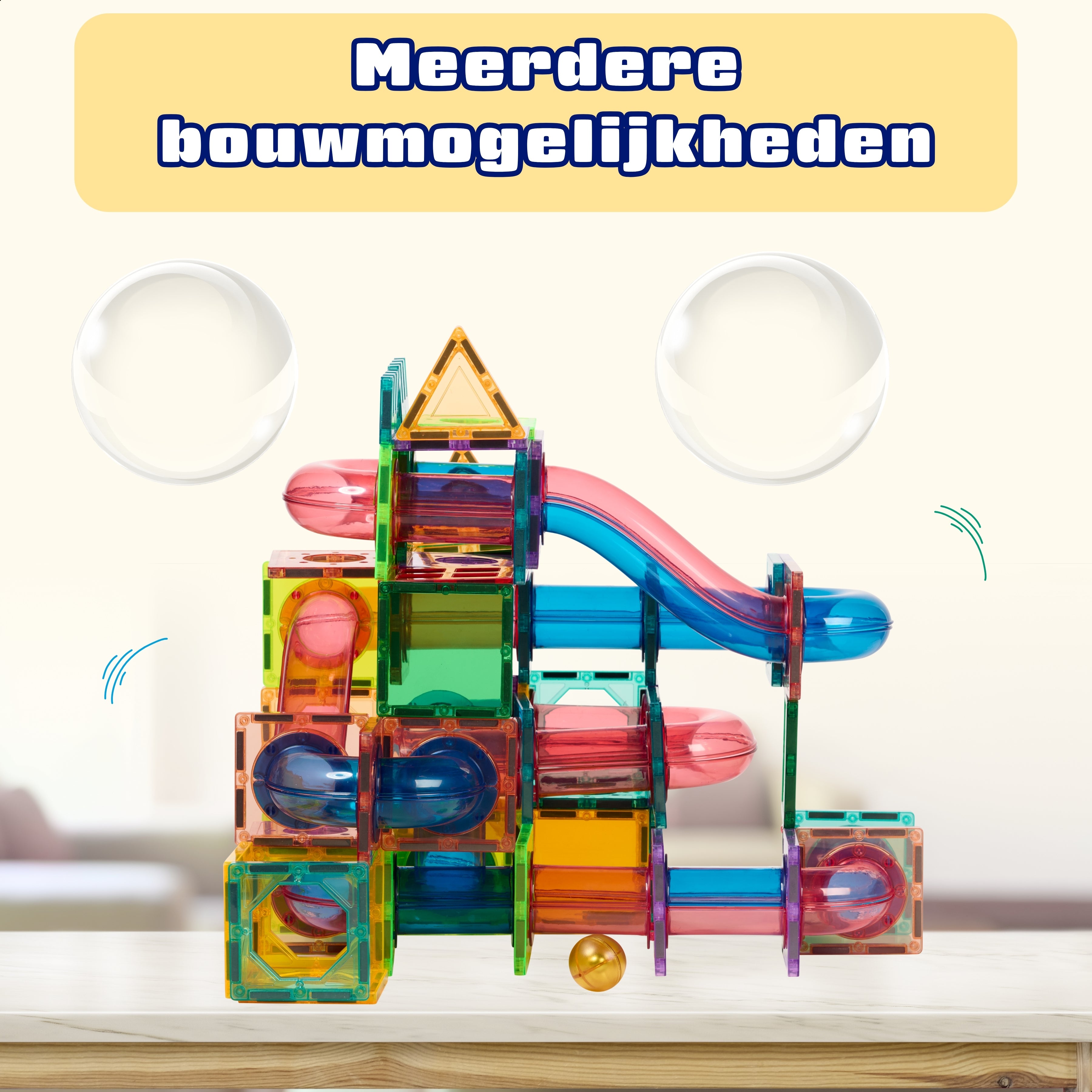 Magnetische tegels - Knikkeravontuurbaan - 136 Stuks
