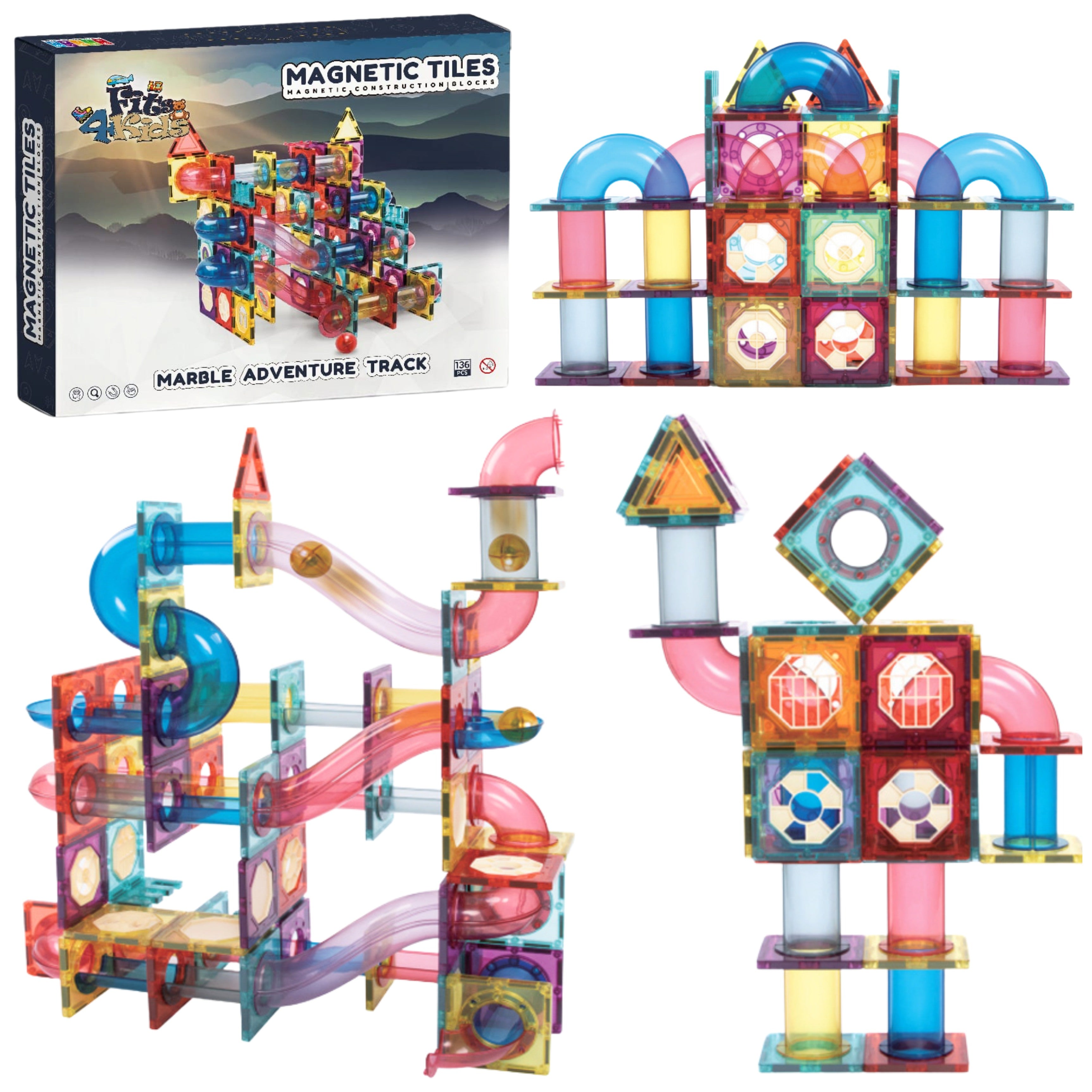 Magnetic Tiles - Marble Adventure Track - 136 Stuks