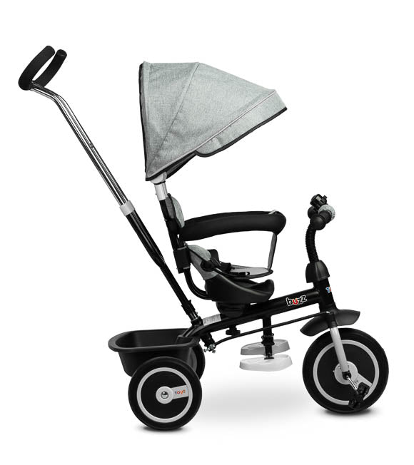 BUZZ Driewieler - Innovatieve 2-in-1 Fiets en Kinderwagen - Grijs