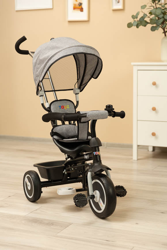 BUZZ Driewieler - Innovatieve 2-in-1 Fiets en Kinderwagen - Grijs