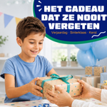Kind krijgt het draadloze 3D pen starterspakket (blauw) als cadeau