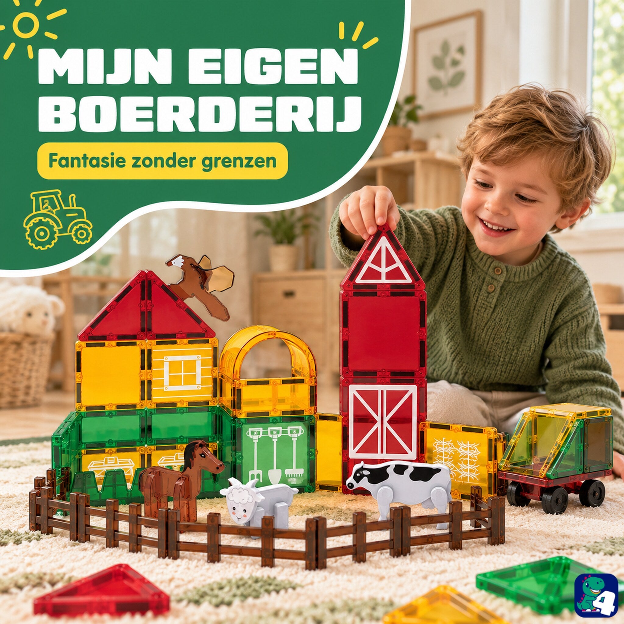 Magnetic Tiles - Farmyard Frenzy - 76-delig - Magnetisch Speelgoed