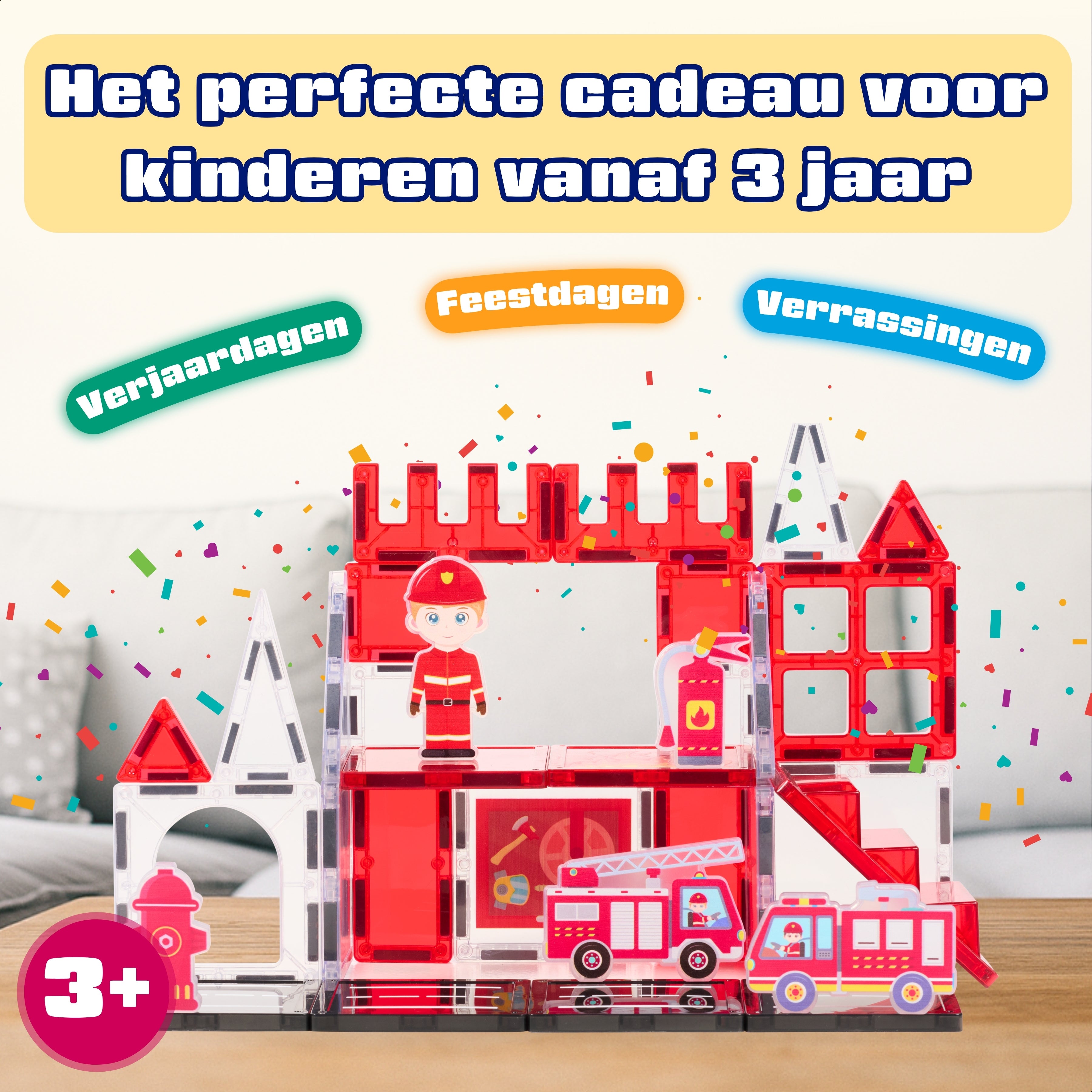 Magnetic Tiles Fire Fighters van Fits4Kids als cadeau voor verjaardagen en feestdagen
