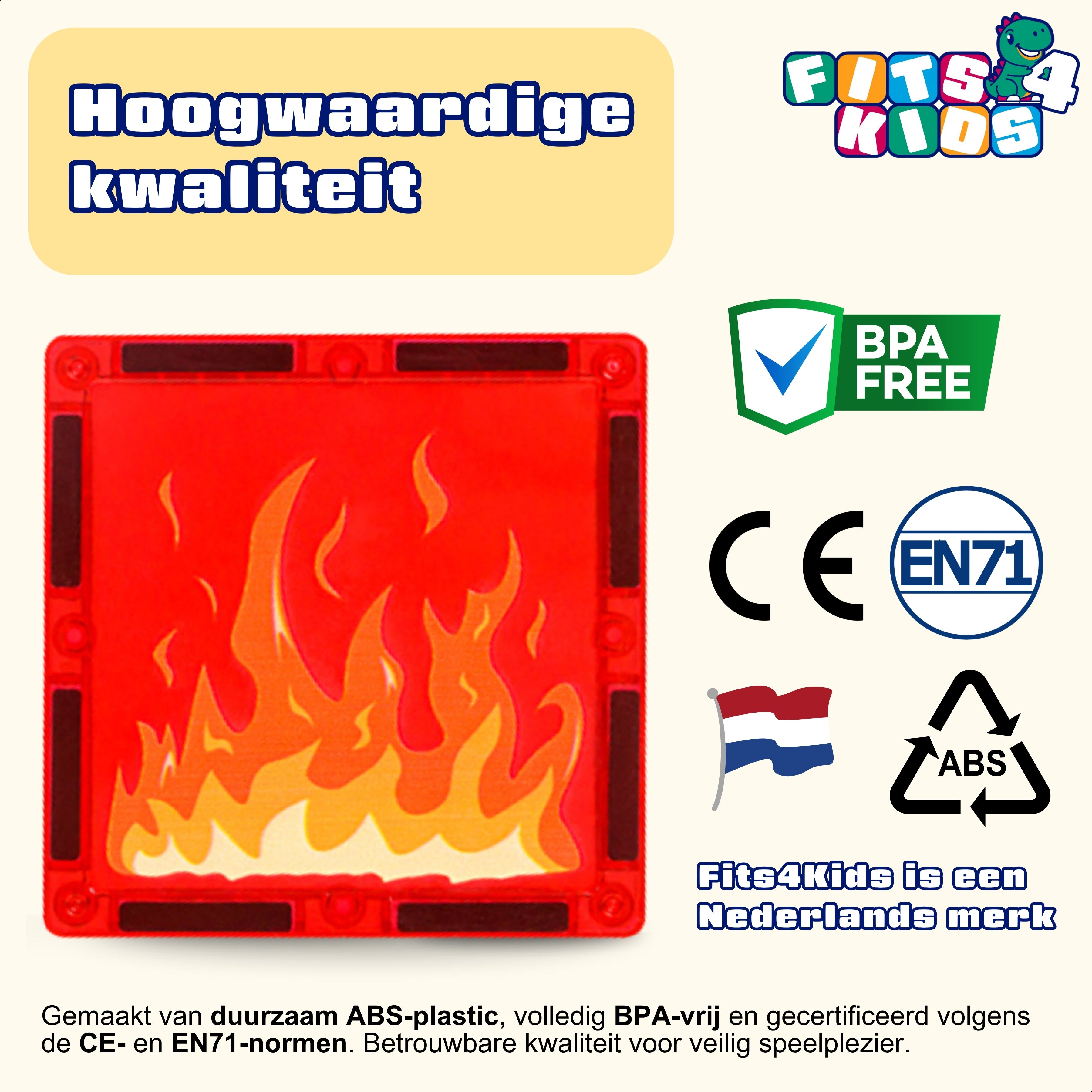 Magnetic Tiles Fire Fighters van Fits4Kids BPA-vrij en gecertificeerd volgens CE en EN71