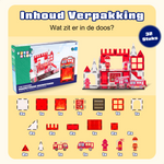 Overzicht van de inhoud van de Magnetic Tiles Fire Fighters set van Fits4Kids