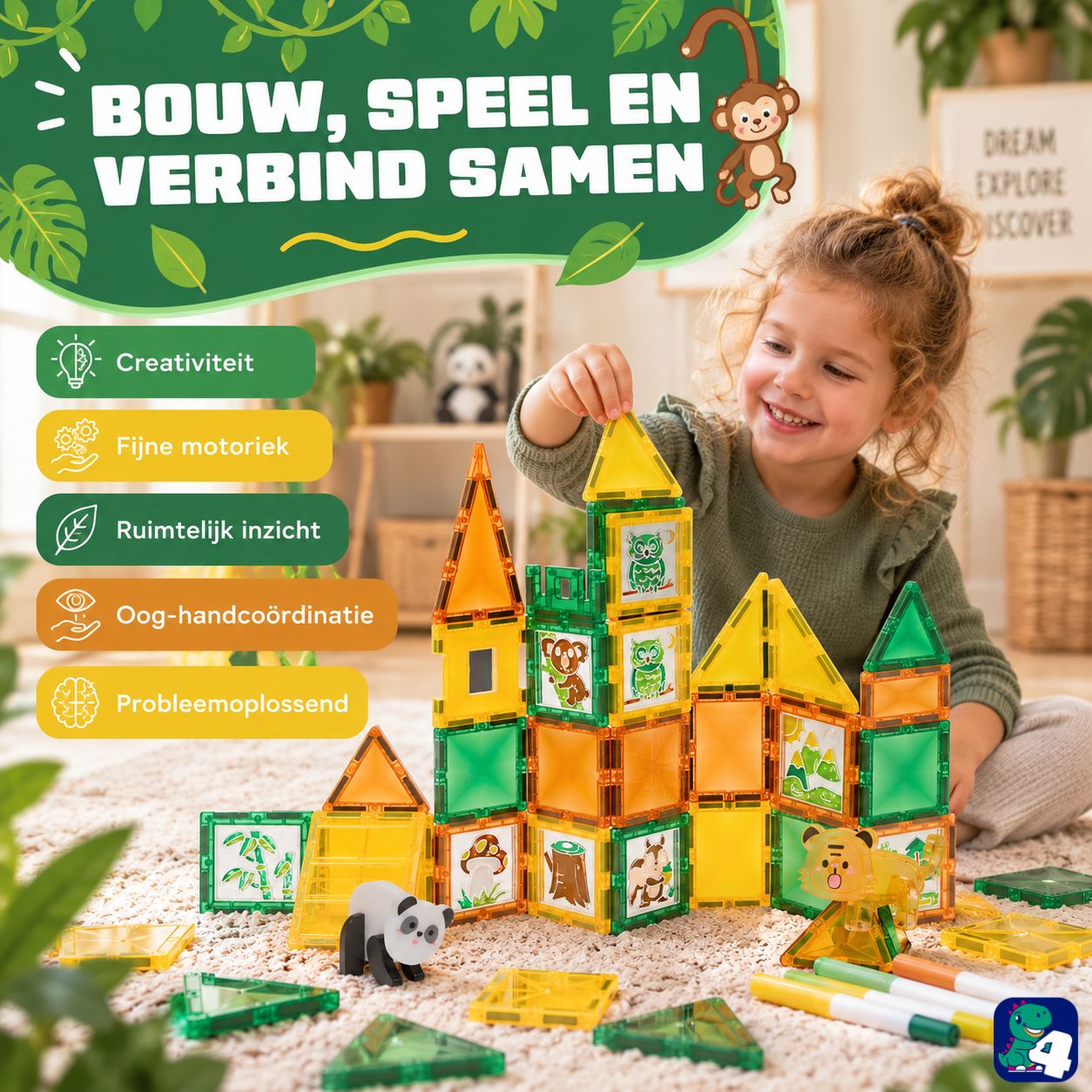 Magnetic Tiles - Jungle Journey - 47-delig - Magnetisch Speelgoed