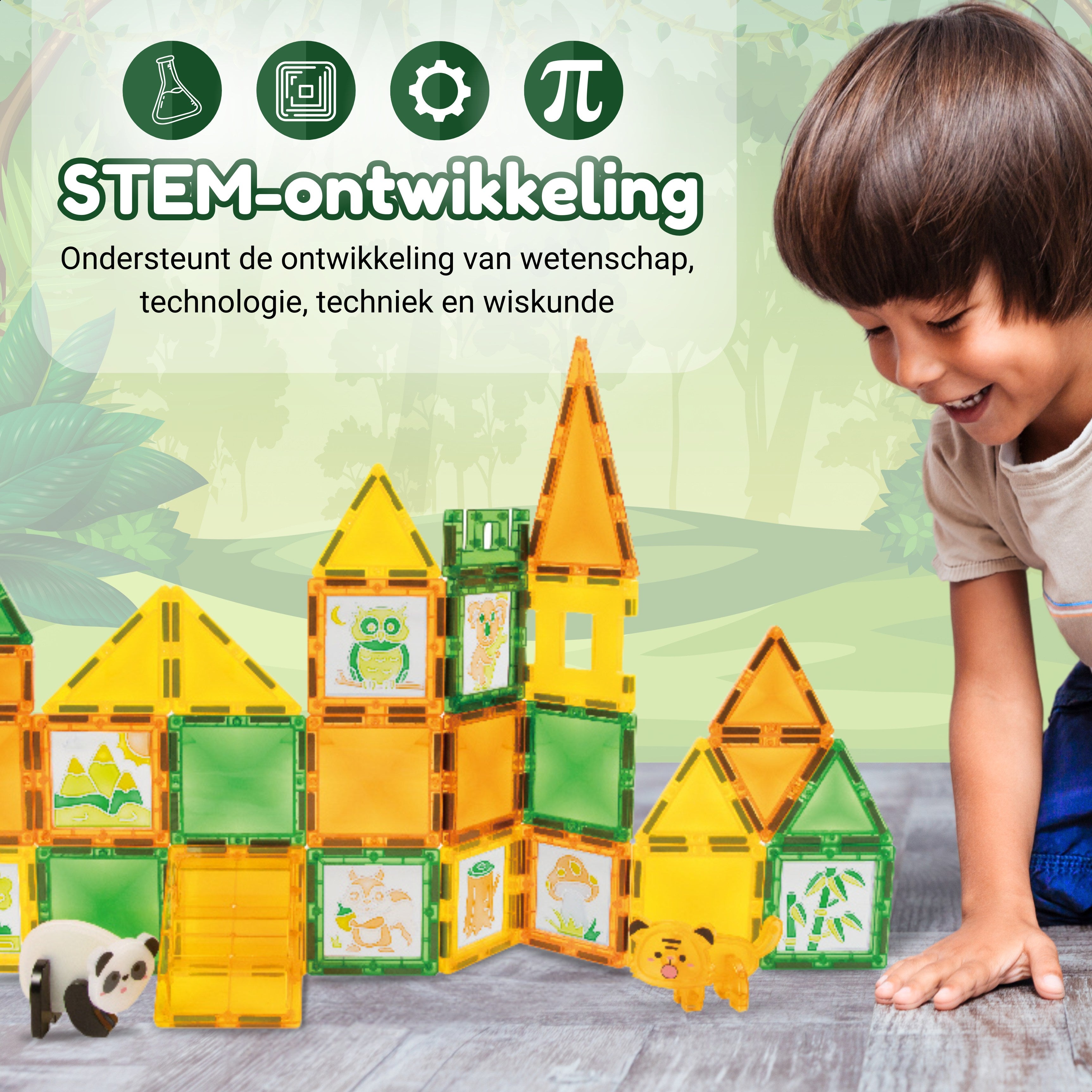 Magnetic Tiles Jungle van Fits4Kids stimuleert STEM ontwikkeling bij kinderen