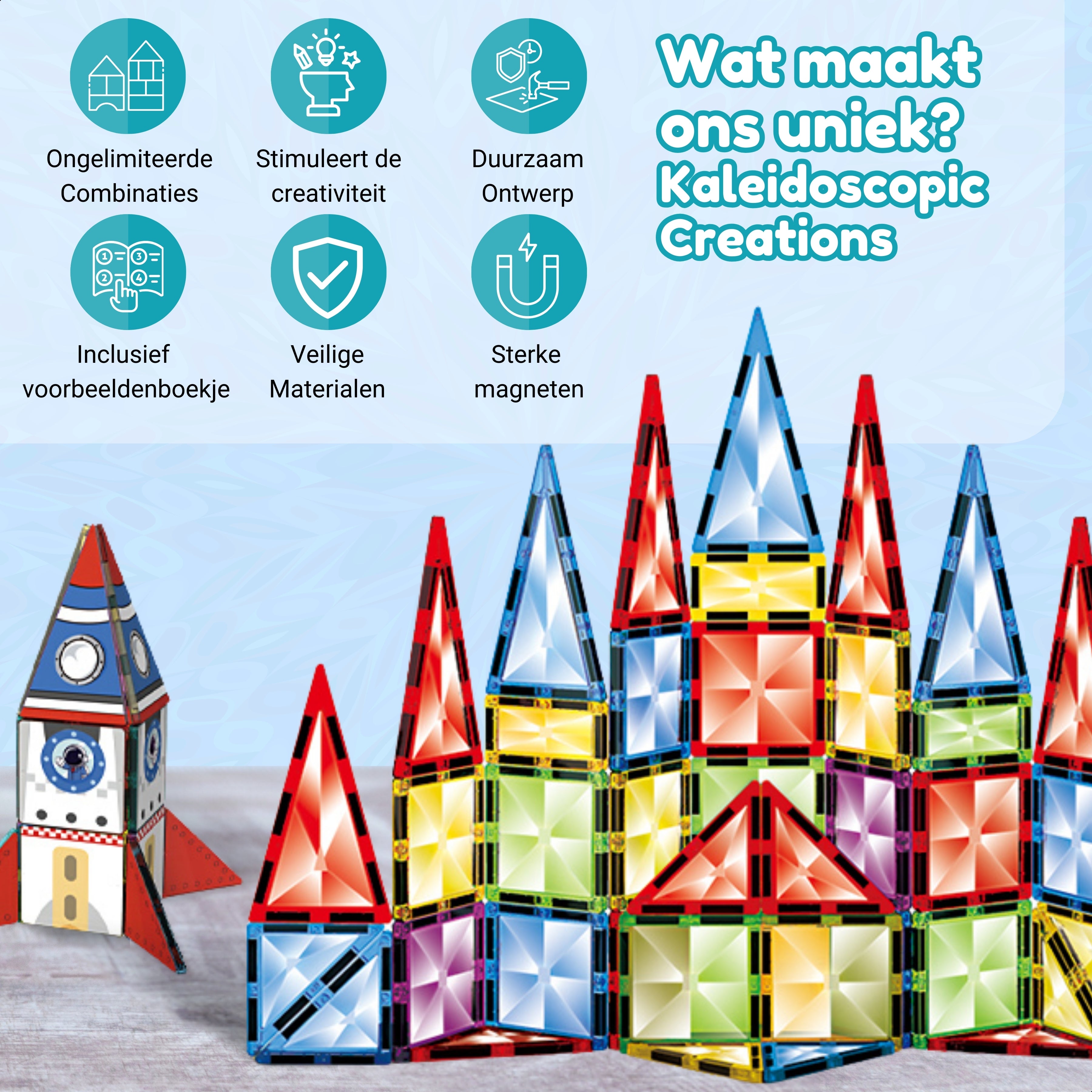 Wat de Magnetic Tiles Kaleidoscopic Creations van Fits4Kids uniek maakt voor kinderen