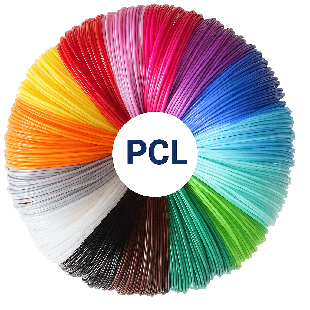 Kleurenwiel met alle beschikbare PCL filament kleuren voor 3D pen van Fits4Kids